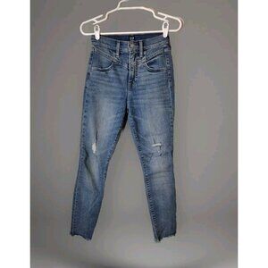 Gap Jeans 24 Petite True Skinny Distressed Raw Cuff High Rise Stretch